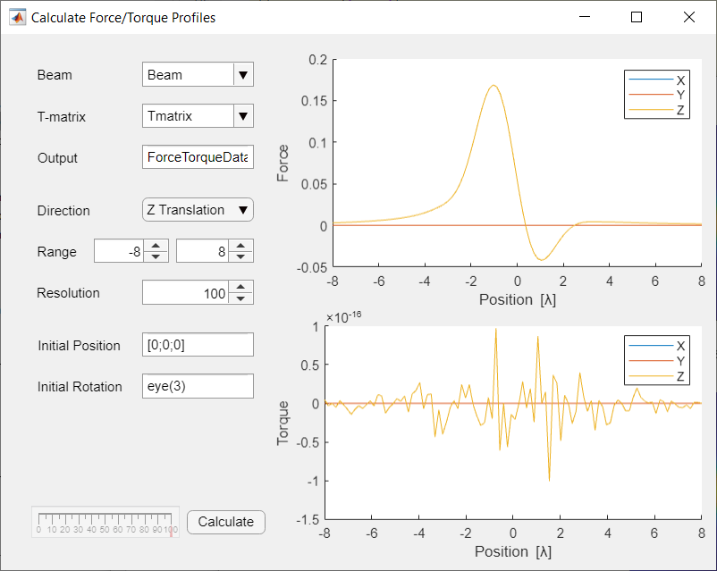 Calculate Force/Torque Profile GUI after clicking generate.